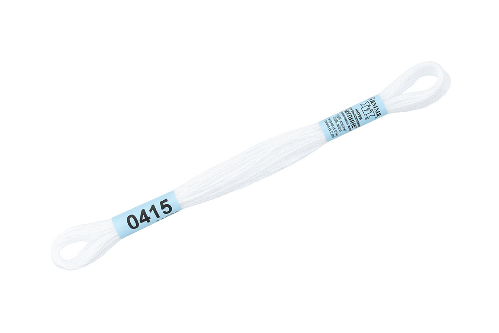 Нитки для вышивания "Gamma" мулине 100% хлопок 8 м №0415 БЕЛЫЙ