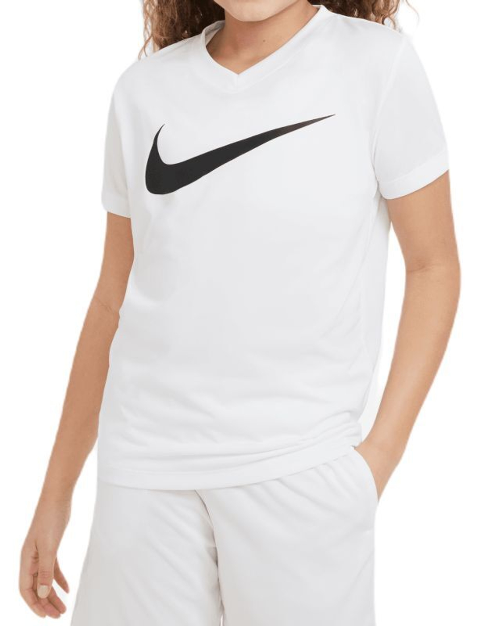 Футболка для девочки теннисная Nike Dri-Fit Legend V-Neck Training T-Shirt - black/white