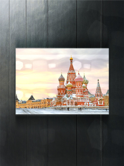 Фото картина на стекле / на стену / в подарок "Москва" 28х40 см. Декор для дома, подарок