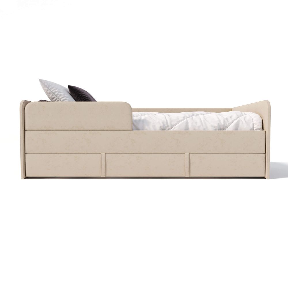 Кровать подростковая 180х90 см с бортиком и ящиком (беж Беверли)