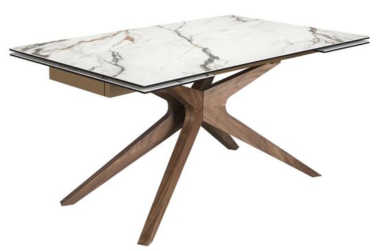 Прямоугольный раздвижной обеденный стол 1157 из керамики в отделке под мрамор Испания