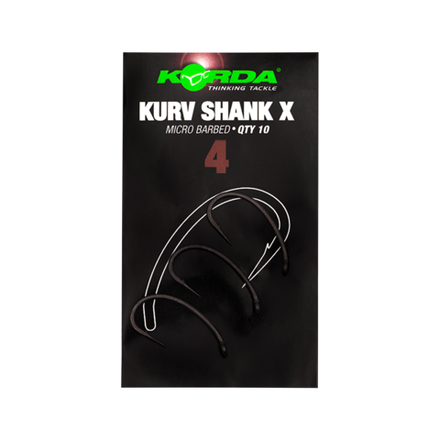 KORDA Крючок Kurv Shank-X №4 с бородкой 10шт