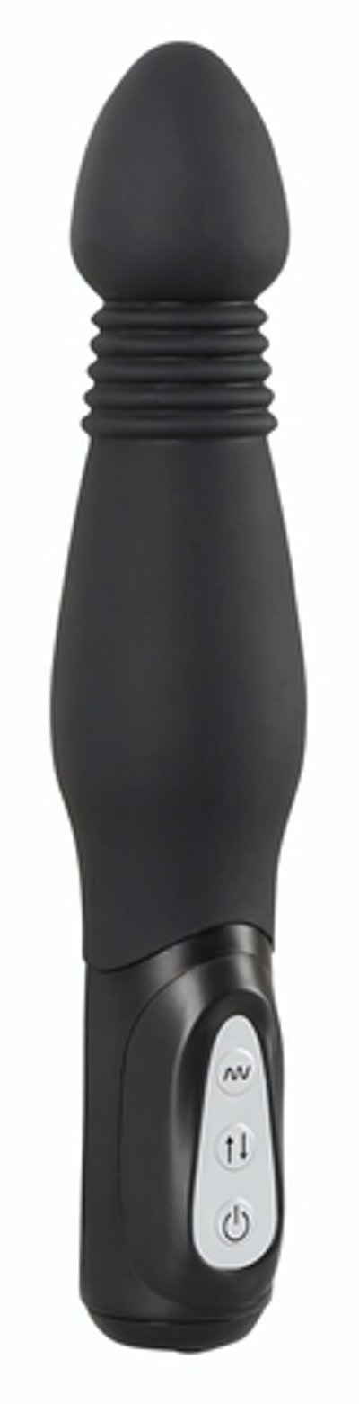 Чёрный анальный вибратор Thrusting Anal Vibe - 23,5 см. (Цвет: черный)