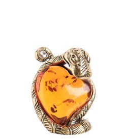 Народные промыслы AM- 306 Фигурка «Змея с сердцем» (латунь, янтарь)
