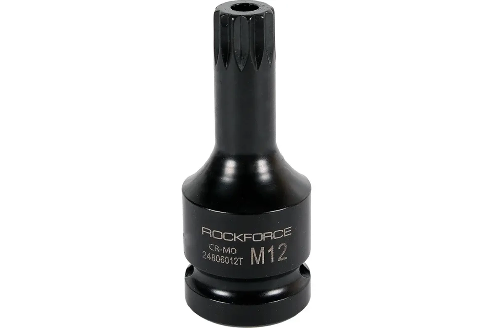 Головка-бита SPLINE ударная 1/2", M12 с отверстием ROCKFORCE RF-24806012T