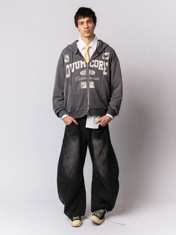 Худи Zip Crop Ovum etched grey - фото 2