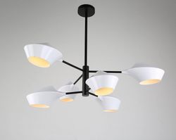 Люстра на штанге LUMINA DECO Romina LDP 6037-6 WT+BK