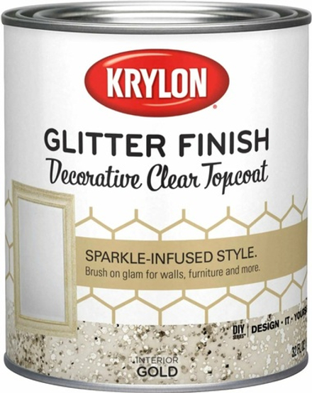 Краска Krylon Glitter Finish декоративное прозрачное покрытие с глиттером, золото /серебро / перламутр 0,946л