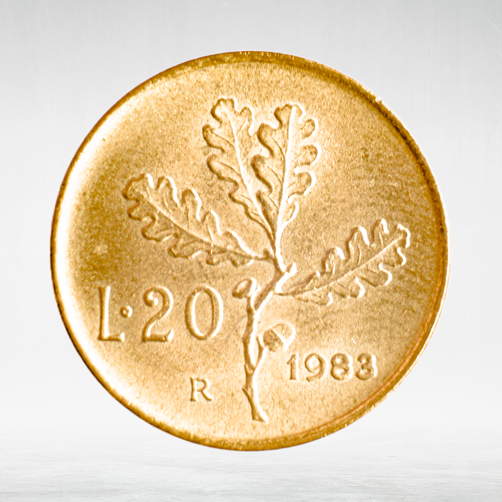 Italy 20 Lire 1983 R "Oak Branch", AU