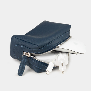 Косметичка кожаная Mignon синего цвета