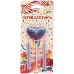 Свечи для торта Цифра Воздушное сердце «1» (свечи 8 см, сердце 5*13 см)