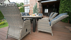 Стол Парклэнд + 8 кресел Верона алюминиевый каркас (кор/сер)