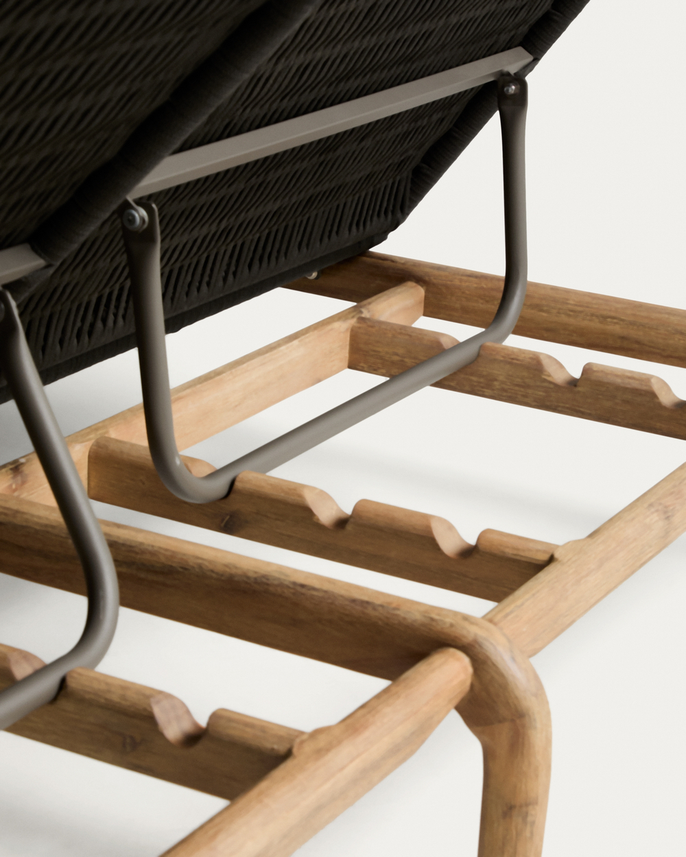 Двойной шезлонг Alipa из массива акации и веревки темно-серого цвета