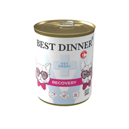 BEST DINNER (Бест Динер) Exclusive Vet Profi Recovery Консервы для кошек и собак при истощении, выздоровлении и послеоперационном восстановлении, 340 г