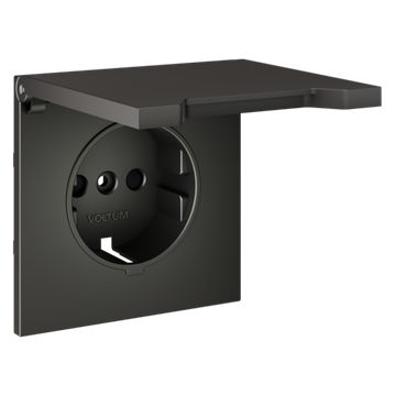 Накладка для розетки с заземлением, защитными шторками и крышкой, S70 (титан)