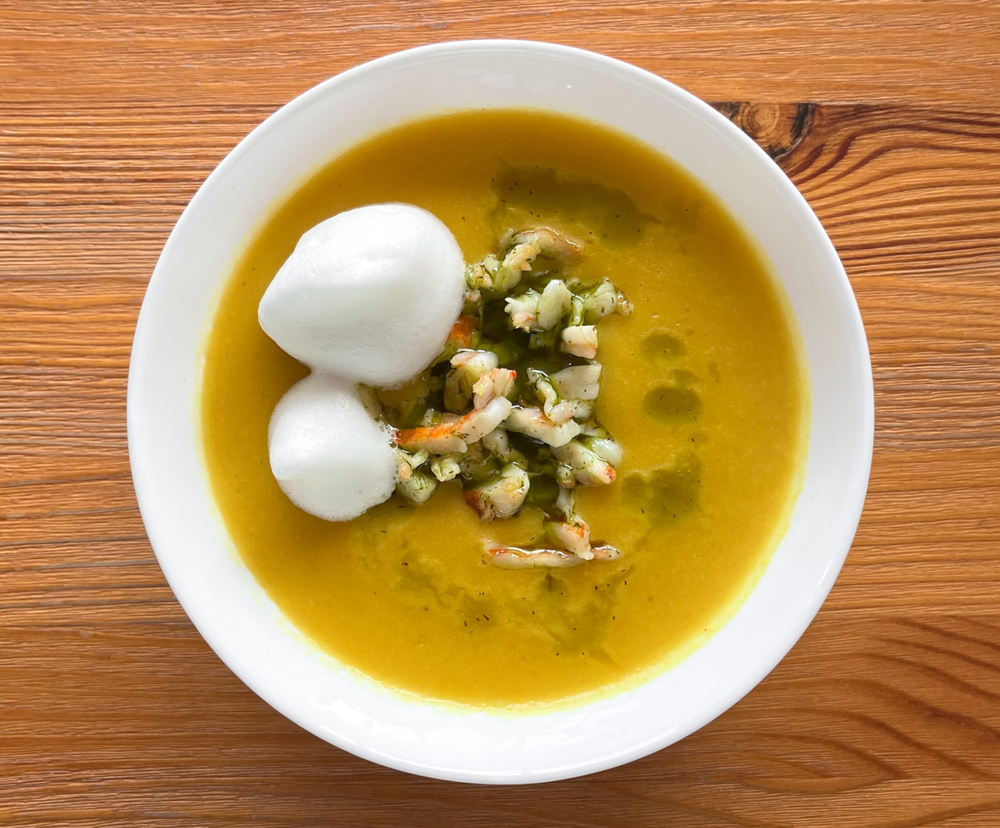 Крем — суп тыквенный с креветками