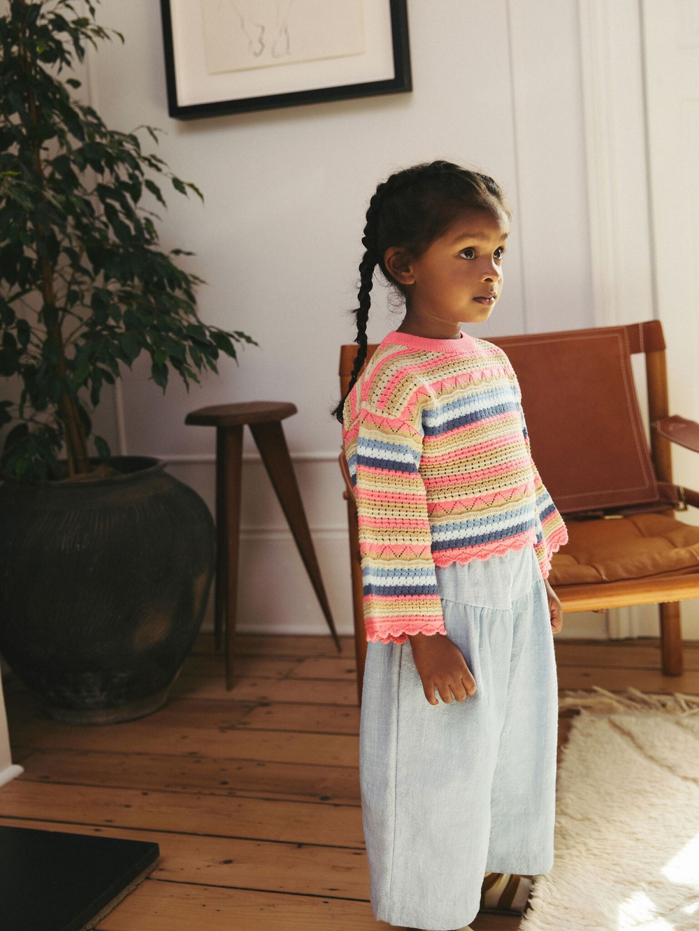 Джемпер вязаный для девочки Next AC6-542, Персиковый, Бежевый