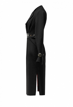 Френч чёрный с вырезами по бокам 16-01-20FW