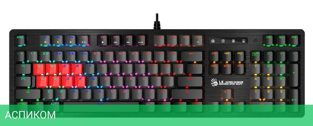 Клавиатура A4Tech Bloody B820R Black/Blue Switch