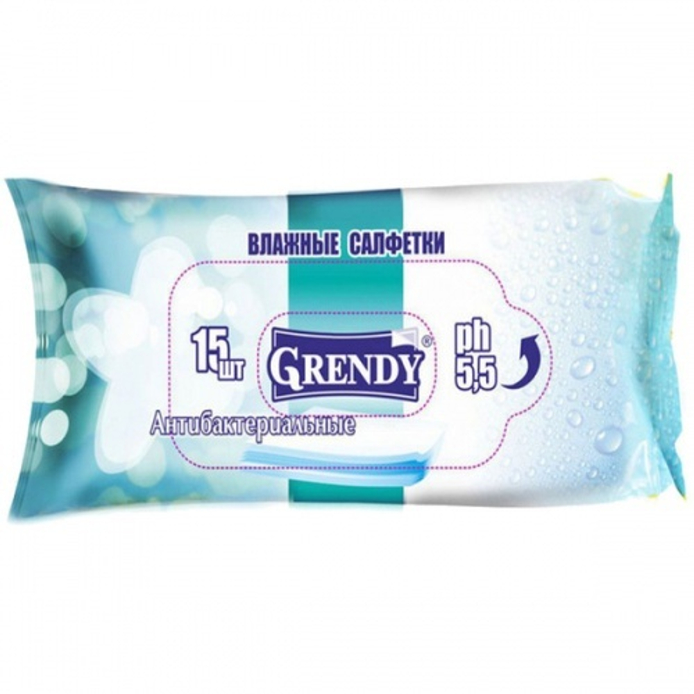 GRENDY влажные салфетки "Антибактериальные" 15шт