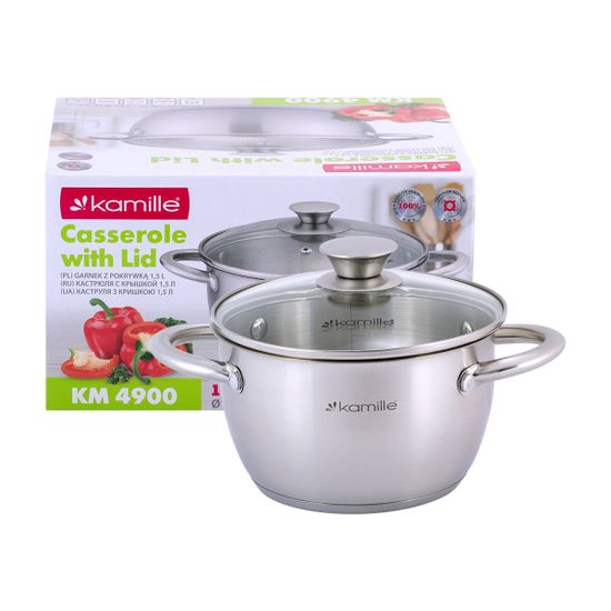 Кастрюля 1,5 л. из нержавеющей стали Kamille KM-4900