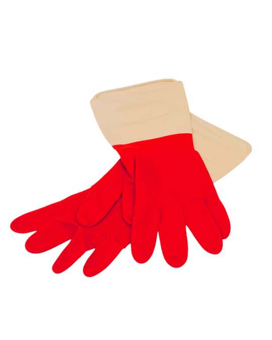 Перчатки хозяйственные латексные сверхпрочные Биколор (без внутр.покрытия) (х144)