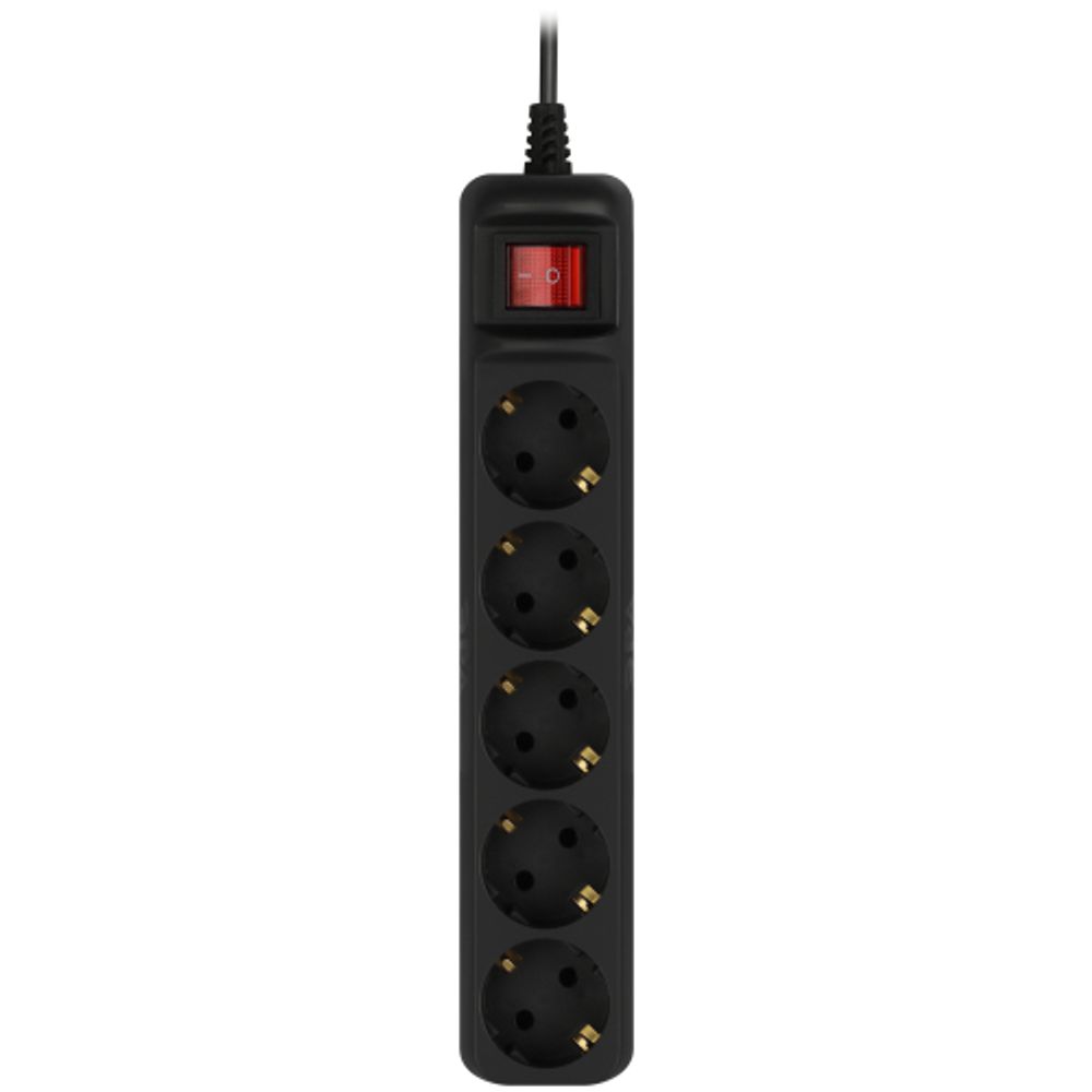 Удлинитель электрический ЭРА UX-5es-5m-B с заземлением с выключателем 5 розеток 5 м ПВС 3x0,75мм2 10А черный | Бытовые удлинители