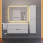 Тумба с раковиной для ванной Uperwood Modul 100 см, подвесная, матовая, белая