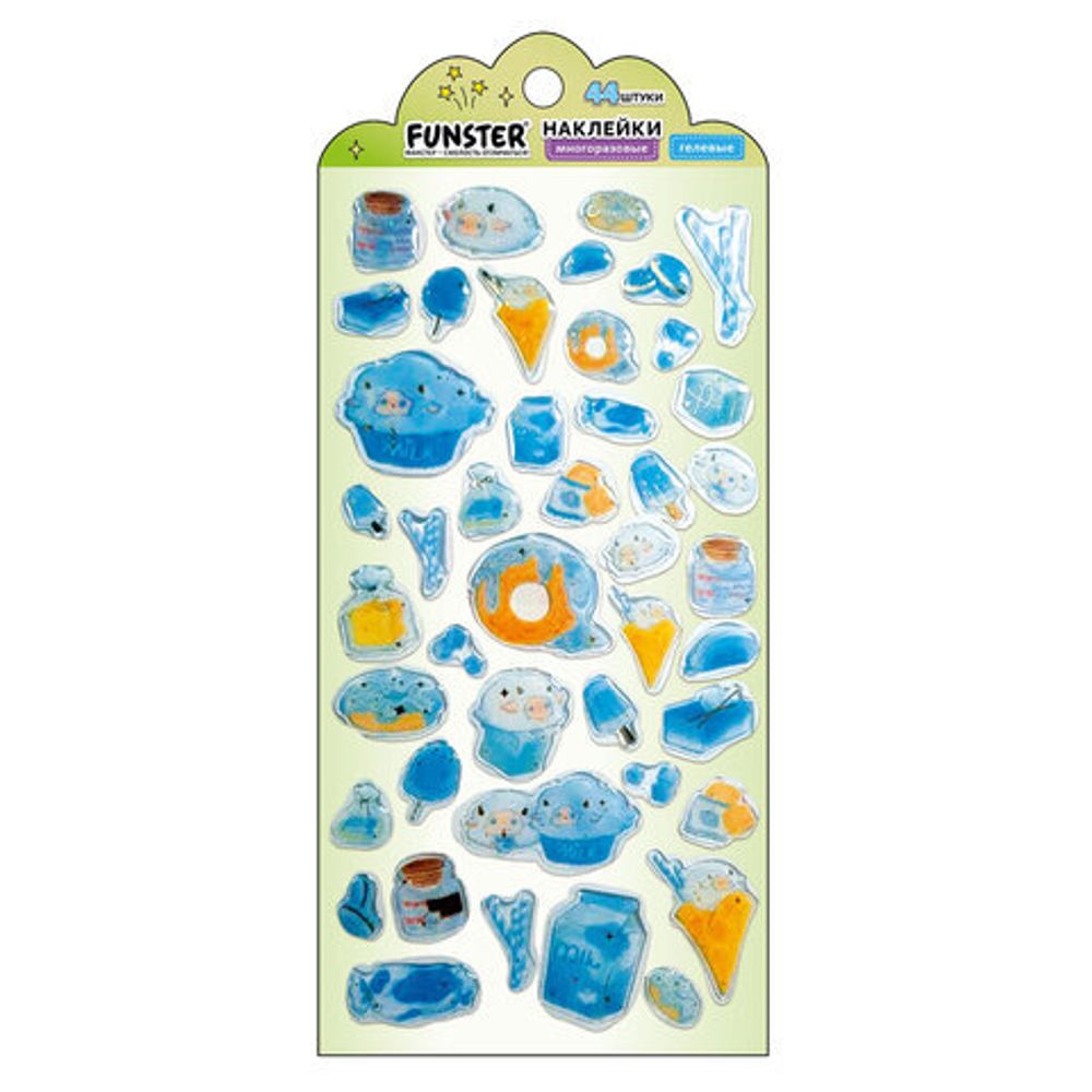 Наклейки гелевые "Аппетитное ассорти", 17,5х9 см, ассорти 6 видов, FUNSTER (ФАНСТЕР), 666083