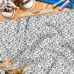 Ткань саржа мелкие каллиграфические узоры на бежевом фоне