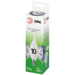 Лампа светодиодная ЭРА GREEN LINE LED BXS-10W-865-E14 GL 10Вт свеча на ветру холодный свет E14 | Лампы cветодиодные Свеча (B/C)