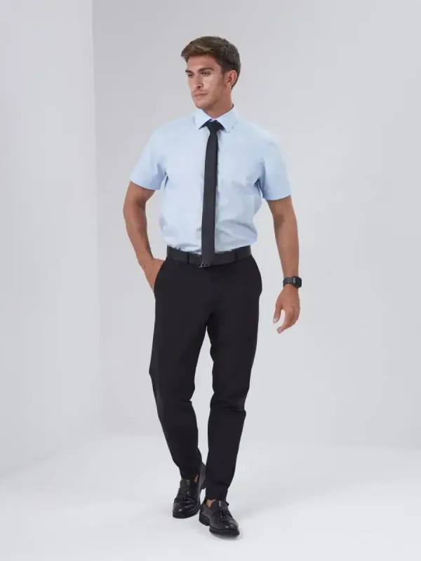 Рубашка приталенная SLIM FIT с коротким рукавом, голубая