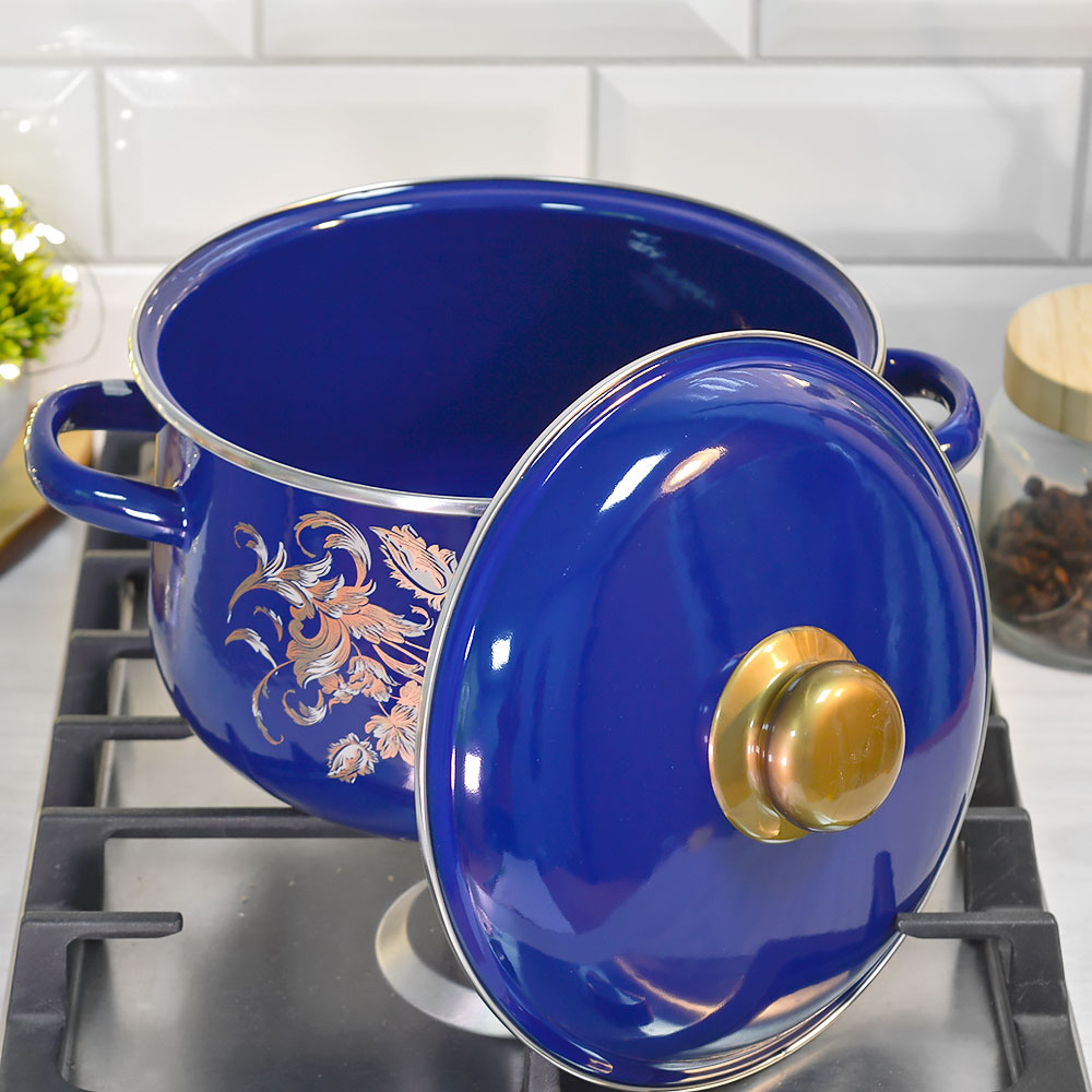 Кастрюля 4л коническая "Драгоценная" синяя