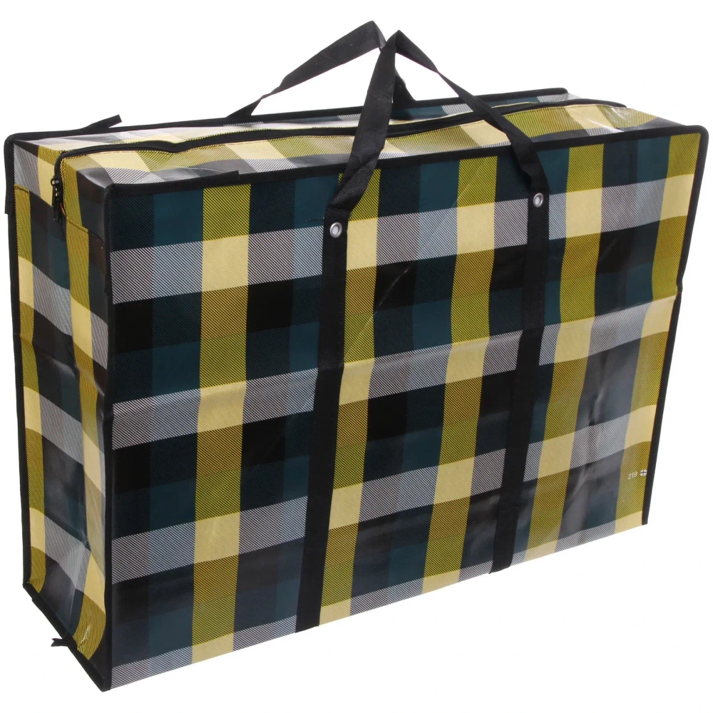 Сумка хозяйственная с внешним карманом « БАУЛ», цвет жёлтый/чёрный, 80*55*25см