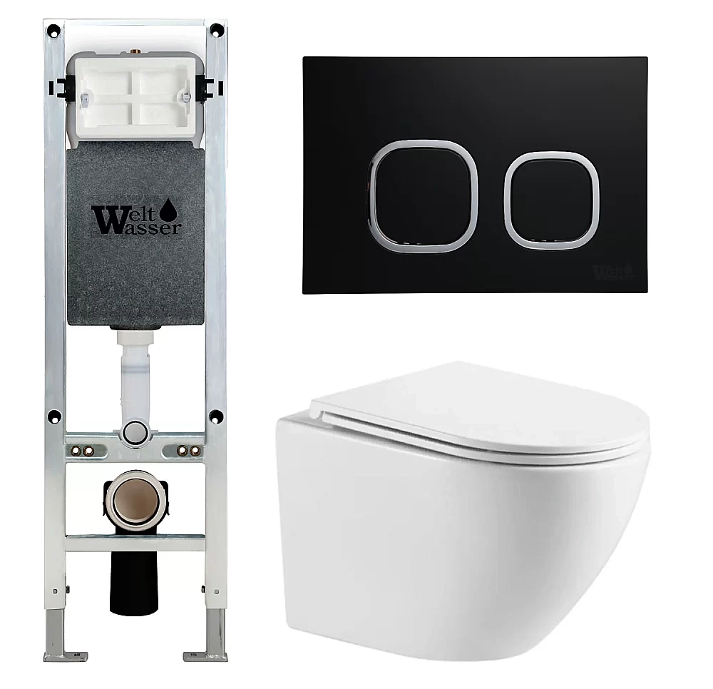 Унитаз с инсталляцией WeltWasser AMBERG 350 ST + MERZBACH 043 MT-WT + AMBERG RD-BL
