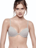 Бюстгальтер пуш-ап с градуированной чашкой из хлопковой ткани (Размер: 2B) (Цвет: серый меланж)