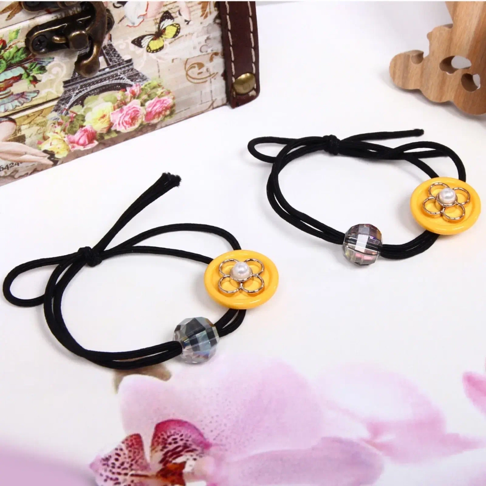 Резинки для волос 2шт «Кокетка - Stylish collection Жемчужинка», микс 6 цветов, d-5см