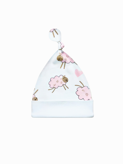 Шапочка-узелок Барашки pink