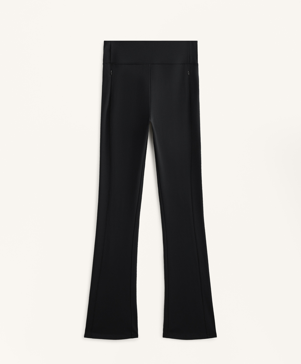 OYSHO Теплые расклешенные брюки с высокой посадкой и карманами, черный