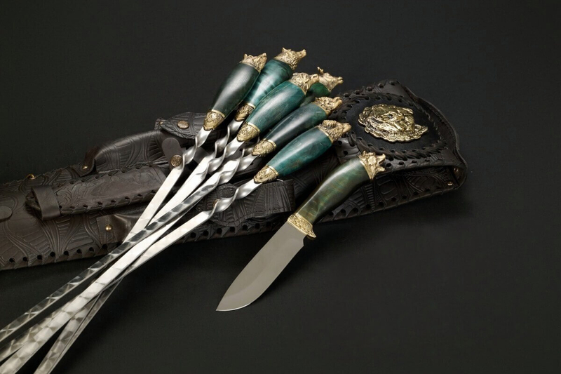 Набор для пикника «Викинг №2 Премиум» 6 шт. зеленая карельская береза