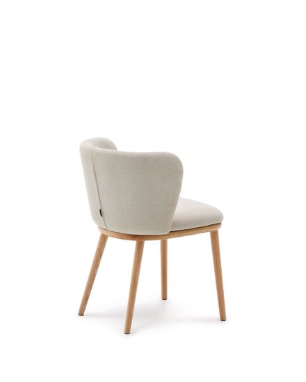 Ciselia Стул из бежевой синели и натурального массива ясеня Испания La Forma