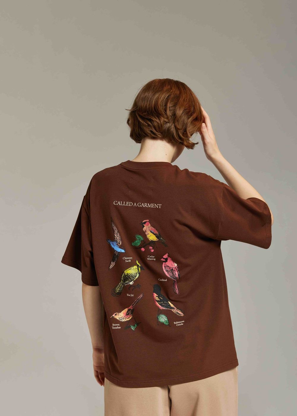 Футболка Called a Garment Birds Коричневая