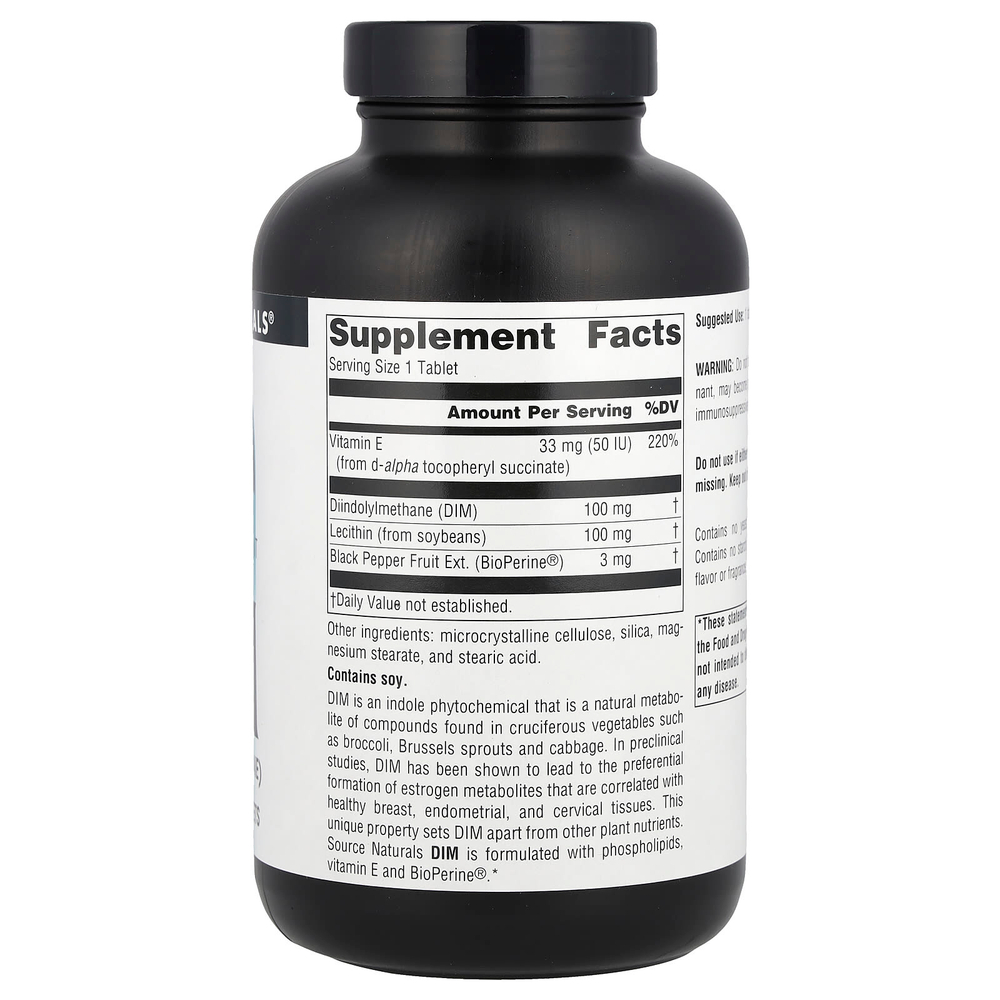 Source Naturals, DIM, 100 мг, 180 таблеток