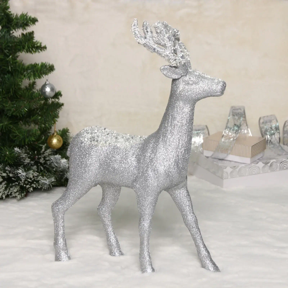 Фигурка новогодняя MAGIC «Блестящий олень» 35*46*10 см, Серебро