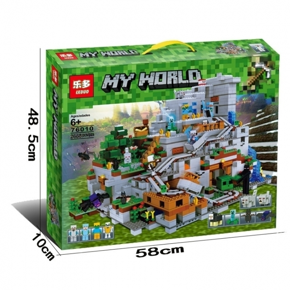 Конструктор Майнкрафт "乐多 LEDUO / MY WORLD 76010" Горная Пещера, 2688 деталей