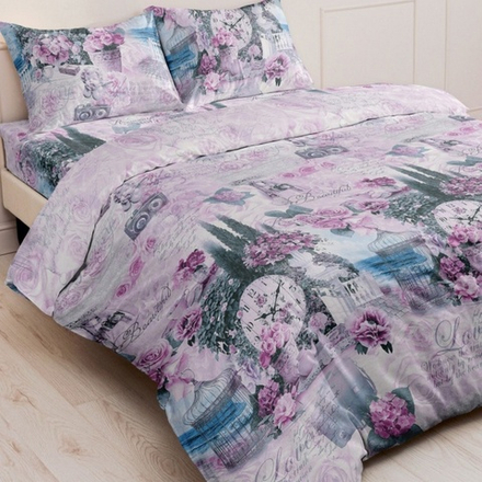 Комплект постельного белья "П37. 20553 сиреневый", бязь Шуйская Премиум, 100% хлопок.