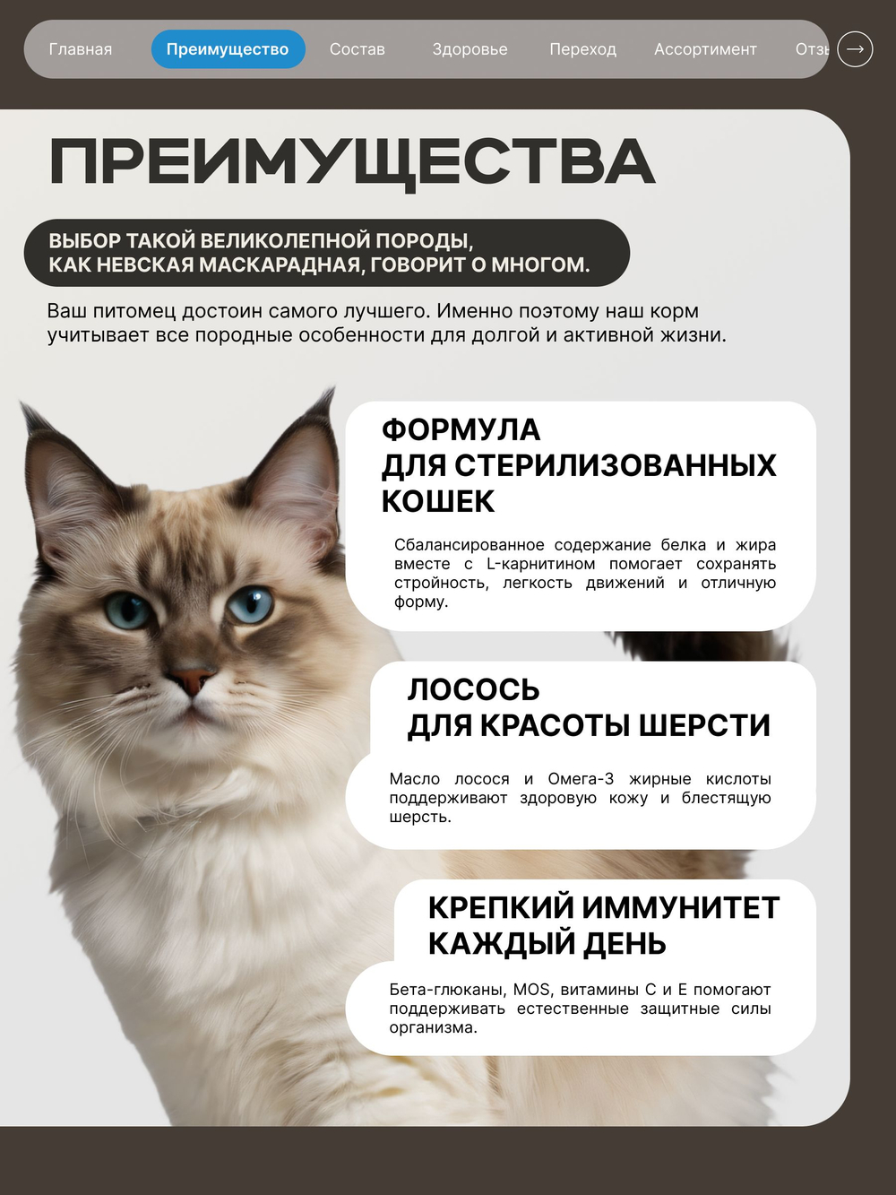 Корм сухой для стерилизованных кошек породы Невская маскарадная, с лососем, 2 кг, QUATTRO