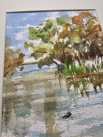 Картина авторская акварельная в паспарту 21х30 см на стену для интерьера "Осенний Осетр"