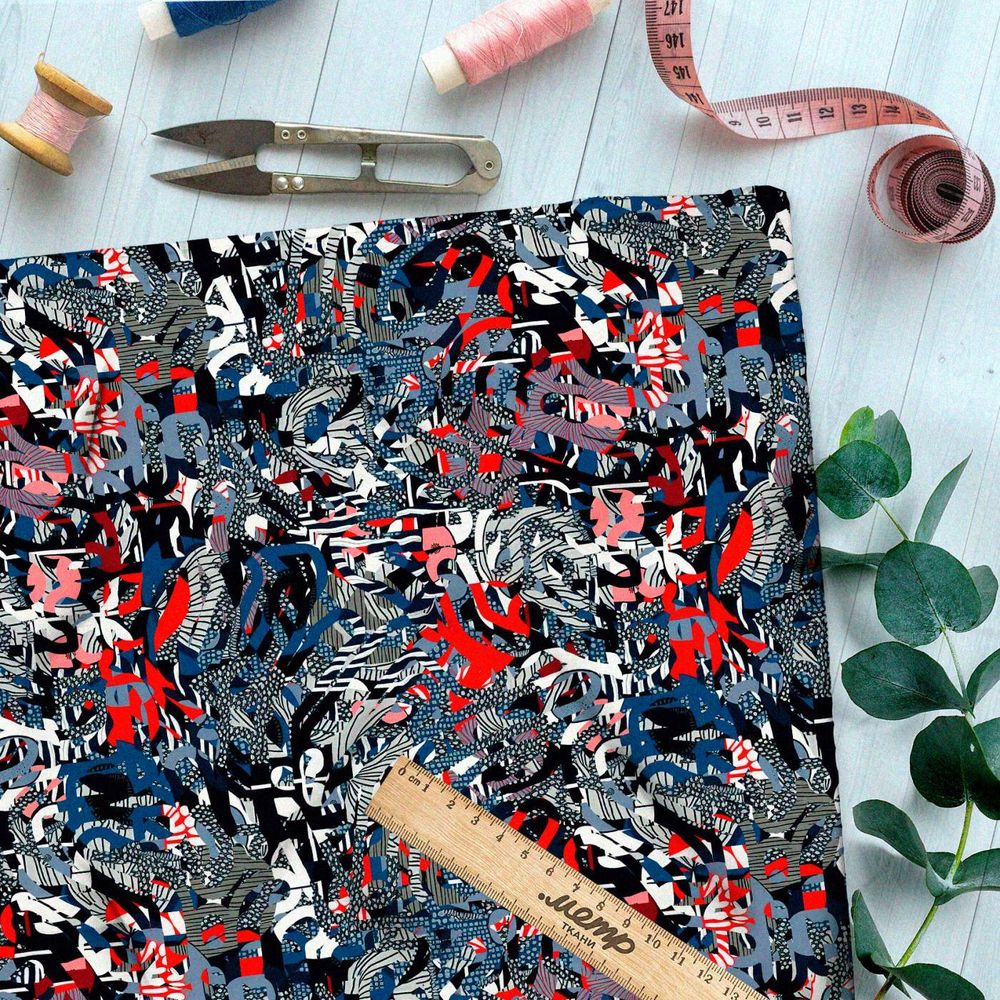 Ткань премиум атлас галактический хаос