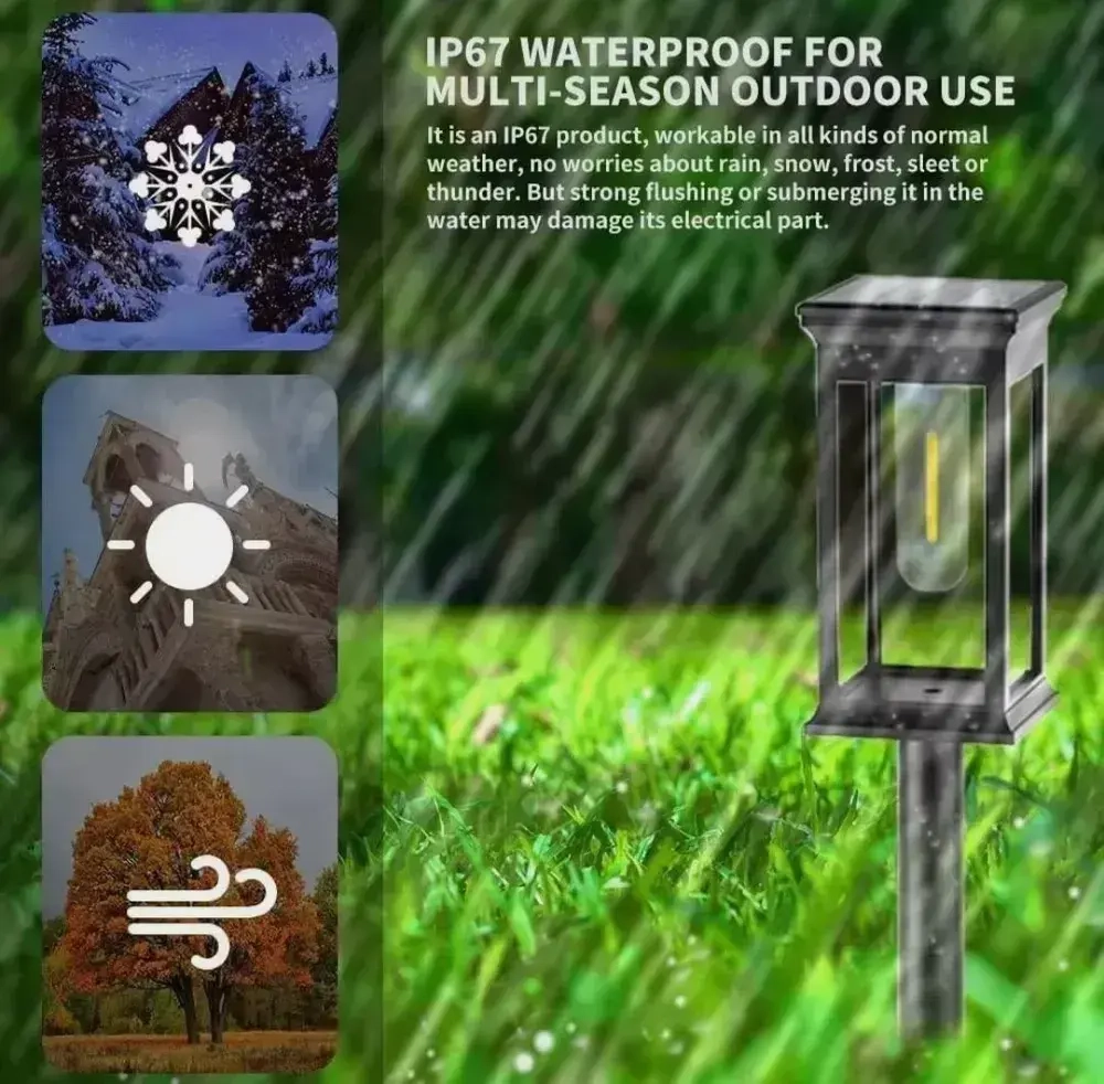 Ландшафтный фонарь на солнечной батарее садовый / беспроводной светильник дачный высота 50 см. / комплект 6 шт.